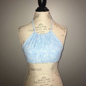 Aerie Blue High-Neck Swim Top Size XS